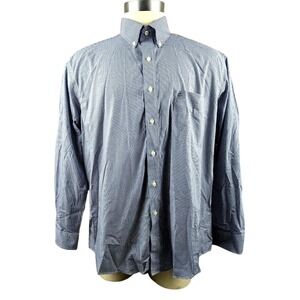 Club Room Men's Regular Fit Mini Gingham Dress Shirt Blue Size 17.5 34/35